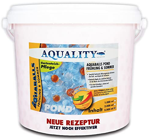 AQUALITY AQUABALLS Pond Frühling & Sommer (Effektive Mikroorganismen, Innovative Ballform, Aktivierung des Gartenteiches. Spezieller Teichstarter), Inhalt:5 Liter