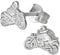 CLEVER SCHMUCK Silberne kleine Ohrringe Motorradfahrer 8,5 x 6 mm als Ohrstecker Paar rechts und links glänzend 925 Sterling Silber im Schmucketui