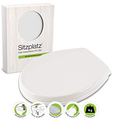 SITZPLATZ WC-Sitz mit Absenkautomatik Piolo, Weiß, antibakterieller Duroplast Toilettensitz mit Fast-Fix Schnellbefestigung, WC-Deckel in ovaler Standard O-Form universal, mit Soft-Close, 40039 8