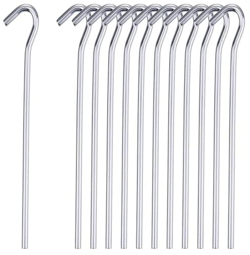 Pack of 50 Alloy Steel Long Tent Pegs - 9 (23cm) for Camping, Gazebos, Tarps, Netting, Football Goals | Durable Hooks Ground Garden Metal Peg | Rust Free, Heavy Duty, Strong Steel - Galvanised Silver