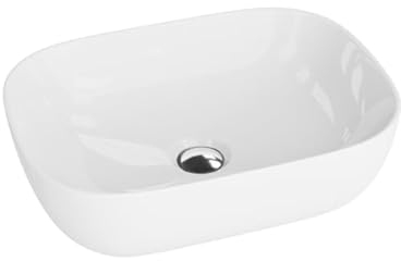 LAVITA Aufsatzwaschtisch Costa Aufsatzwaschbecken Rechteckig Waschbecken Ohne Überlauf und Hahnloch Aus hochwertigem Porzellan Waschtisch modernes Badkeramik Waschplatz 46x32,5x13,5 cm Weiß Glanz