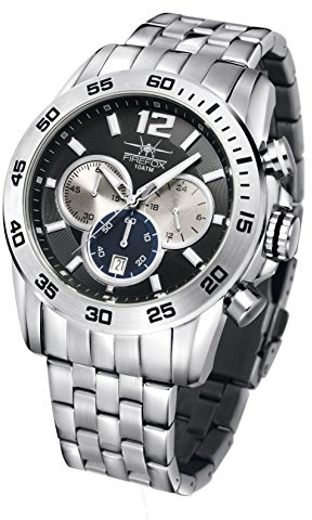 FIREFOX Hound Dog FFS210-102 schwarz Edelstahl Herrenuhr Chronograph Sicherheitsfaltschieße 10 ATM wasserdicht