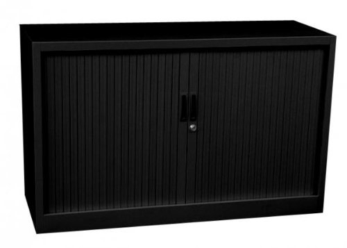 Querrollladenschrank komplett montiert Sideboard schwarz 75x120x46cm (HxBxT) Stahl Büro Aktenschrank Rollladenschrank Black 555129