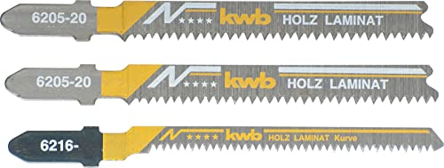 kwb Stichsägeblätter für Holz aus stabilem Bi-Metall mit Einnockenschaft (T-Schaft), Einstichzahn, langanhaltende Schärfe, polierte Oberfläche, Fein- und Kurvenschnitt