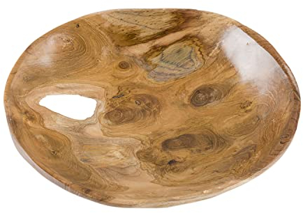 wohnfreuden Teakholz Schale braun rund 25 cm - Naturholz lasiert Dekoration Aufbewahrung Obstaschale