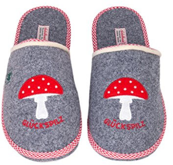 Adelheid Glückspilz Filzpantoffeln, Farbe:mausgrau, Größe:42/43