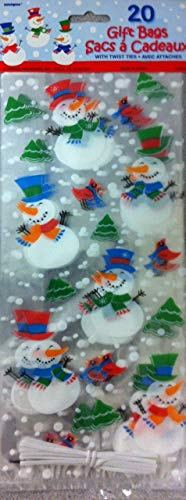 PARTYRama Snowman Glee Bags - Pack of 20, Height: 11in (28cm), Width: 5in (13cm), Multicolour, Snowflake Pattern