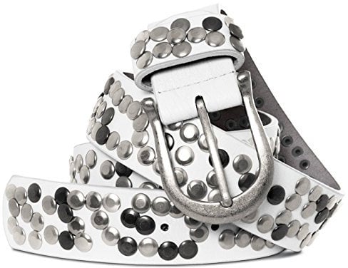 Caspar GU223 Damen Vintage Nietengürtel, Gürtelgröße:100, Farbe:weiss
