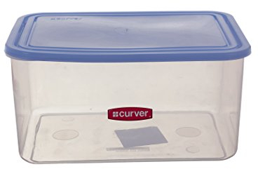 Curver Gefrier-safe quadratisch Kunststoff-Lebensmittel-Lagerbehälter mit blau Deckel (4 L), EF500814