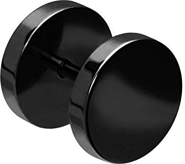PIERCINGLINE Chirurgenstahl Stecker FAKE PLUG RUND Piercing Ohr Tunnel Schwarz 8 mm