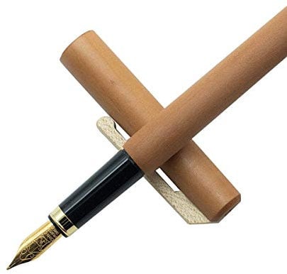 4betterdays.com NATURlich leben! Füller/Füllfederhalter inkl. GRATIS Tintenkonverter aus geöltem Birnenholz - Federstärke M - nachhaltige Handarbeit aus Deutschland