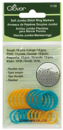 Clover 3108 Soft Jumbo Stitch Ring Markers, Other, Multicoloured, 2.58 x 8.47 x 14.92 cm