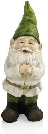 Alpine Gnome Folding Hands Looking Up Garden Statue