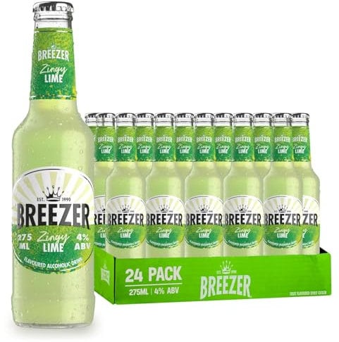 BREEZER Zingy Bebidas Alcohólicas Sabor Lima, 4% ABV, 24 x 27.5cl / 275ml, Bebidas alcohólicas saborizadas, Listas para Tomar