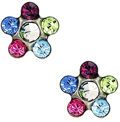 Studex Tiny Tips Kinder-Ohrringe, Medizinische Ohrringe, Regenbogen-Kristall, 5 mm, Gänseblümchen, Edelstahl, hypoallergen