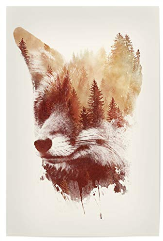 artboxONE Poster 30x20 cm Natur Blind Fox hochwertiger Design Kunstdruck - Bild Fox Forest Fox