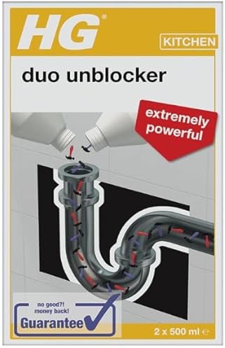 HG Duo Unblocker, Powerful Drain Cleaner & Drain Unblocker, Kitchen Sink Unblocker & Bathroom Sink Unblocker, Pipe Cleaner, Plug Hole Liquid & Hair Unblocker - 2x 250ml