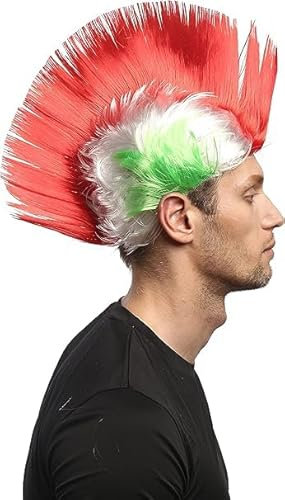 Italienische Tricolor-Perücke mit jubelndem Wappen des Fußballs