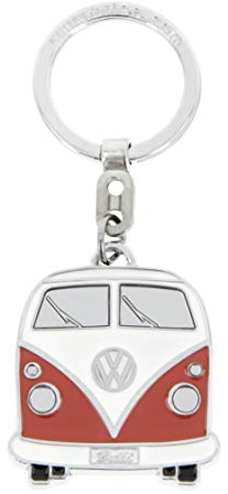BRISA VW Collection - Volkswagen Emaillierter Metall Schlüssel-Anhänger-Ring Schlüsselbund-Accessoire Keyholder im T1 Bulli Bus Design (Front/Orange)
