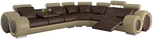 JVmoebel LEDERSOFA Design ECKSOFA Berlin MIT RELAXFUNKTION, Beige/Braun, 310x270 oder 270x310, Leder