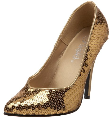 Pleaser SEDUCE-420SQ Damen Pumps, Pailletten Gold, EU 37 (US 7)