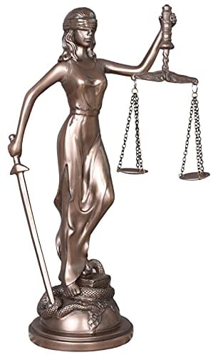 Frauenfigur Justitia Skulptur mit Waage & Schwert Jugendstil Figur Gerechtigkeit is260 Palazzo Exklusiv Bronze