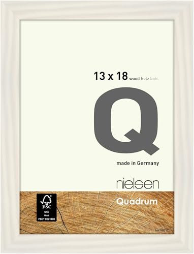 nielsen Bilderrahmen, 13 x 18 cm, Holz, Weiß, Fotorahmen zum Auftstellen und Aufhängen im Hoch- & Querformat, Echtglas, Quadrum