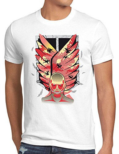 style3 Attack Wings Herren T-Shirt Aufklärungstruppe AOT, Größe:L;Farbe:Weiß