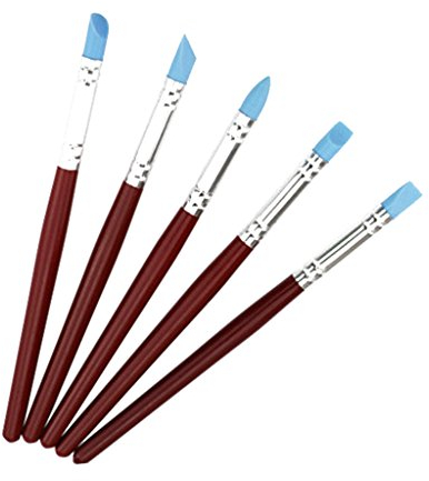 5 Stück Ton Farbe Sculpting Shapers Silikonpinsel Modellier Pinsel Colour Shaper Clay Shaper Modellier Werkzeug Pinsel Gummi Spitze Schnitzwerkzeuge Formen