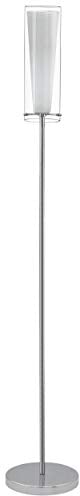 EGLO Stehlampe Pinto, 1 flammige Standleuchte, Standlampe aus Stahl, Farbe: Chrom, Glas: klar, opal matt, weiß, Fassung: E27, inkl. Trittschalter