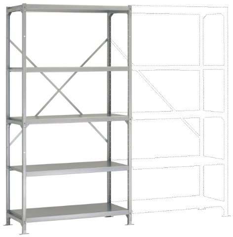 Manuflex Lagerregal Budget, Grundregal mit 5 Stahlböden, HxBxT = 2000x1030x500 mm