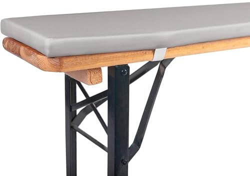 TexDeko® Bierbankauflage gepolstert 220x25x2cm Grau wasserabweisend | Bequemes Sitzpolster für Bierzeltgarnitur, In- & Outdoor Bankauflage, Bezug waschbar mit Reißverschluss, zum selber aufziehen