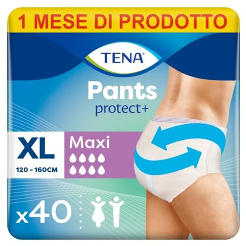 TENA Pants Maxi Extra Large (XL) Monatliche Vorratspackung, saugfähige, elastische Einweghöschen, für Harnausfall, sowohl für Sie als auch für ihn, diskret und bequem, 4 Packungen x 10 Stück