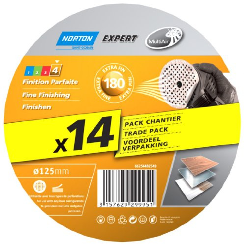 Norton Expert Schleifscheiben, perforiert 125 x 18 mm Stärke Grade 180 14 Stück