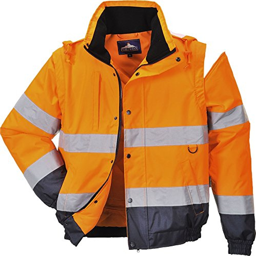 Portwest C468 Hi-Vis 2-in-1 Contrast Bomber Jacket Multi Pocket Long Sleeve | Orange, Medium, EN ISO 20471 Class 3, EN 343 Class 3:1, EN 342, Classic Fit, Polyester, Thermal Insulation, Elasticated Cuffs