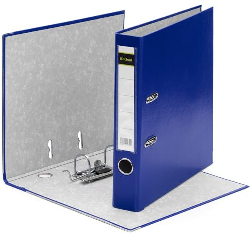 MIDORI Ordner PP-Color aus Kunststoff | 2er Pack Aktenordner 5 cm breit im DIN A4 Format in Blau | Schmaler Briefordner Ringordner mit austauschbarem Rückenschild