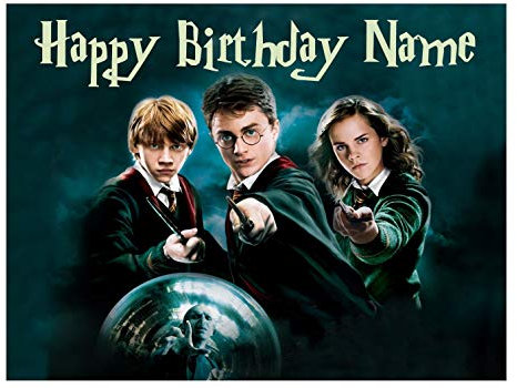 Personalised Wizrd Edible Icing Cake Topper (Rectangle 24cm x 18cm)