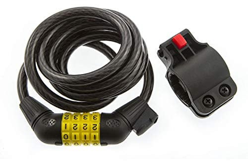 Sterling 101C 10 x 1500mm Combination Locking Cable with Self Coiling/ Bracket,Black