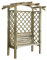 Mio-Giardino - Pergola in legno Linton con panca pannelli grigliati ed arco. Dimensioni esterni: h 208 cm x 180 cm x 85 cm