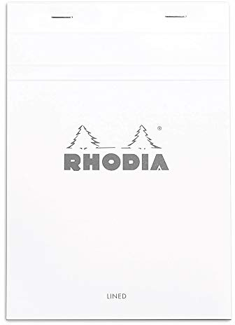 Rhodia Notepad, No16 A5, Lined - White, 6 x 8 1/4 (16601C)