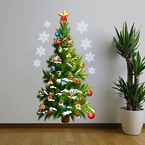 Chinatera Vinilo adhesivo extraíble, decoración de pared, decoración del hogar, árbol de Navidad, tamaño grande