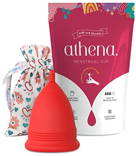 Menstruationstasse Größe 1 (klein) für leichte Blutung | 12 Stunden Schutz | wiederverwendbarer Menstruationsbecher | Menstruations Cup (Modell 1, rot) von ATHENA Cup