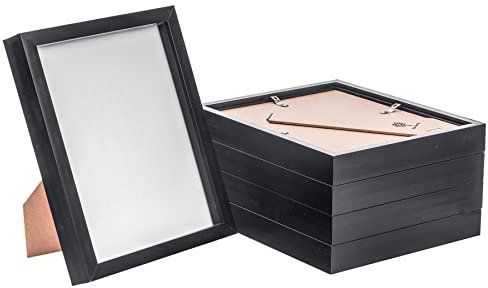 Nicola Spring 3D Shadow Box Photo Frames - 8x10 (20x25cm) - Pack of 5 - Black 3D Photo Frame Box Picture Frame Box Portrait Display Case for Crafts, Keepsakes, Wedding, Graduation