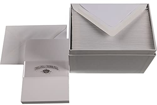 Original Crown Mill Luxus A6 schriftlich Karten Box Set mit gefüttert C6 Briefumschläge – Weiß (50 Stück)