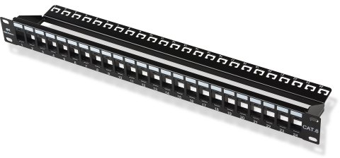 Cable Matters Rackmount oder Wandmontage 1U 24 Port Keystone PatchPanel mit Kabelmanagement und Stützleiste (Blank PatchPanel 19 zoll für Keystone Jacks/Keystone Panel)