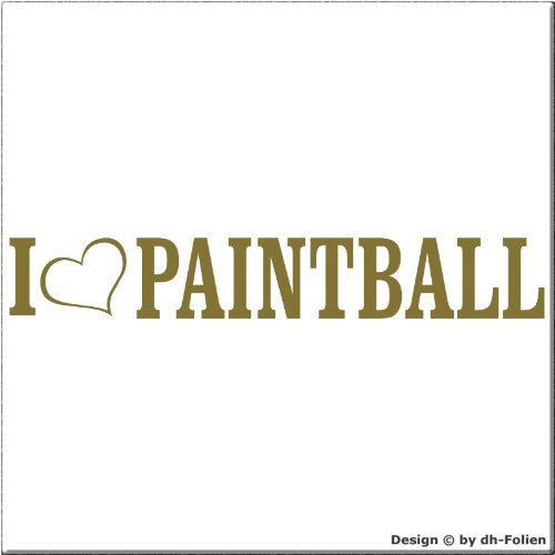 cartattoo4you® AL-00872 | I Love (als Herz) Paintball | Autoaufkleber Aufkleber Farbe Gold, in 24 Farben erhältlich, glänzend 20 x 3 cm Waschstrassenfest, Motiv Copyright by dh-Folien