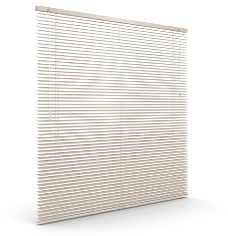 Victoria M. Aluminium Jalousie 25mm, 160 x 175 cm, Creme | Feuchtigkeitsbeständige Innenjalousie, Schraub-/Klemmmontage ohne Bohren inkl. Klemmclips