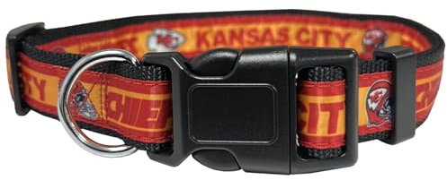 Pets First NFL Kansas City Chiefs Hundehalsband, lizenziert, Größe L, strapazierfähig, robust und langlebig, erhältlich in 31 Fußballmannschaften und 4 Größen