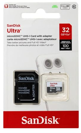 SanDisk SDSQUNC-032G-GN6MA Ultra 32 GB MicroSDHC UHS-I Memory Card with SD Adapter - Standard Packaging