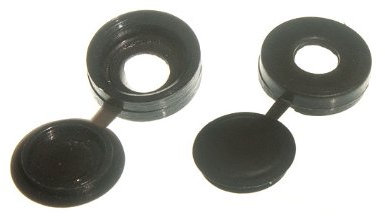 SCREW CAP CUP WASHER HINGED COVER BLACK FOR No. 6 & 8 SCREWS ( pack of 50 )